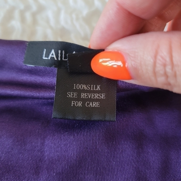 LAILA AZHAR Purple Silk Twist Front Dress Size Large - Picture 5 of 8